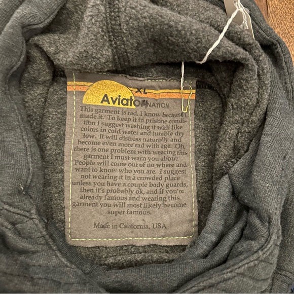 NWT Aviator Nation Ninja Hoodie XL Charcoal - Picture 5 of 6